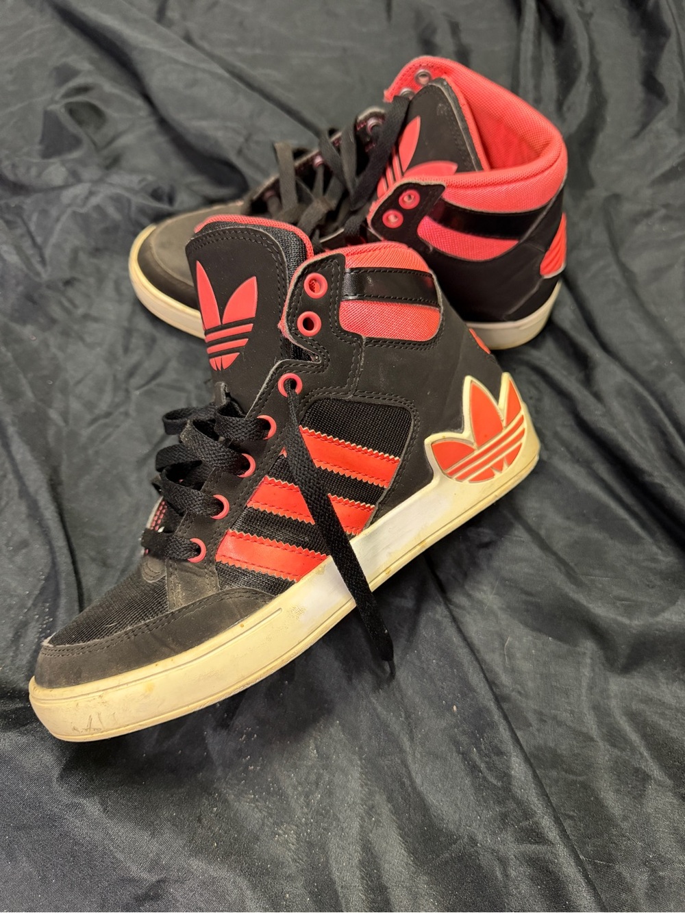 adidas Kids Black and Red High-Top Sneakers